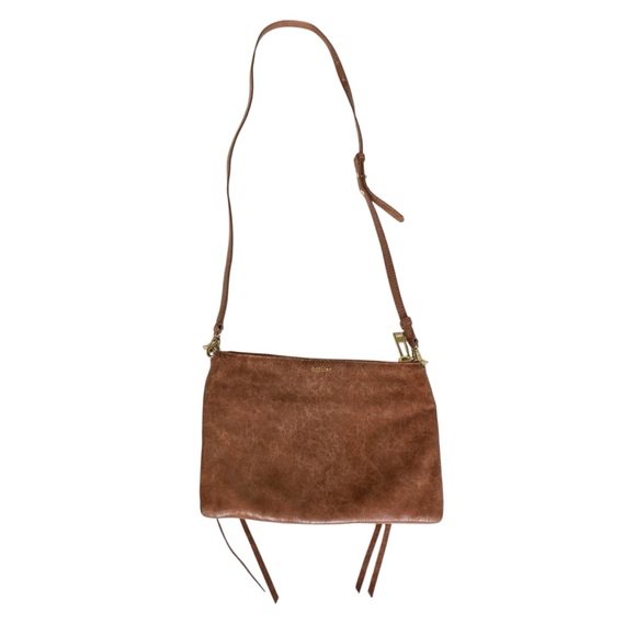 Botkier Mini Trigger Bag Brown Leather Crossbody Bag Moto Zippers Pockets Travel - Picture 2 of 11